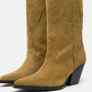Zara Suede cowboy boots
